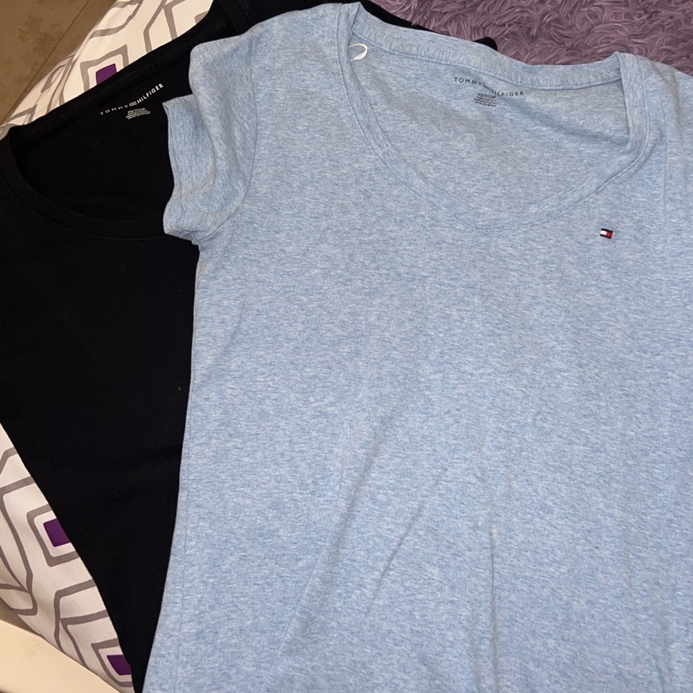 Tommy Hilfiger black and baby blue soft shirts